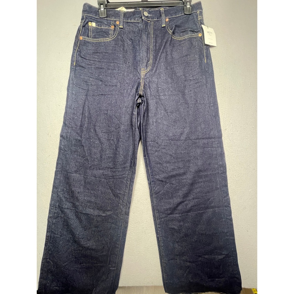 AE77 Stovepipe Jeans Denim Dark Wash Size 14 Regular W33 Womens